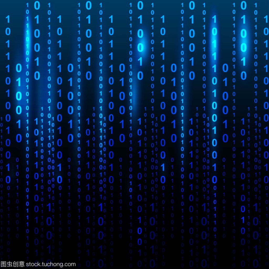 二进制代码。数码插画
